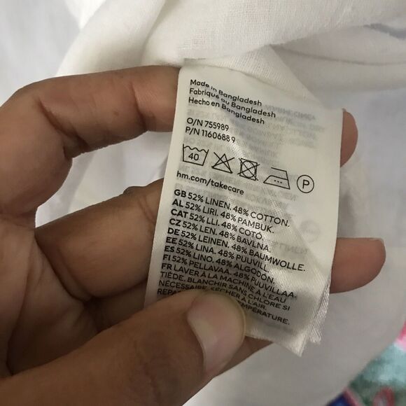 H&M White Linen Cotton Loose Fit Long Sleeve Collared Top Shirt NWOT - XXL - Picture 5 of 5